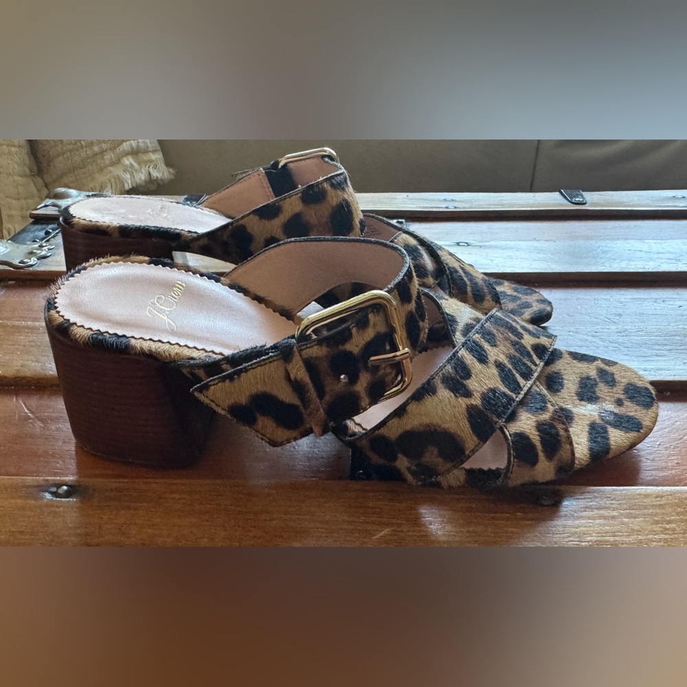 J. Crew Penny Slide Sandals in Leopard Calf Hair - Picture 6 of 13